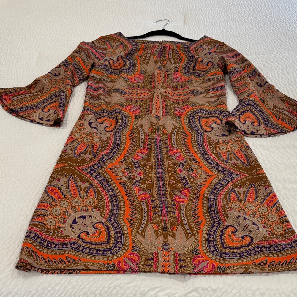 New York & Company Multicolor Paisley flare Long Sleeve Dress women’s size small